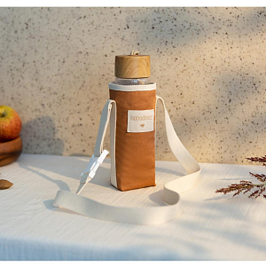 Сумка-держатель для бутылок Nobodinoz "Sunshine Cinnamon", корица, водонепроницаемая, 6 x 18 см